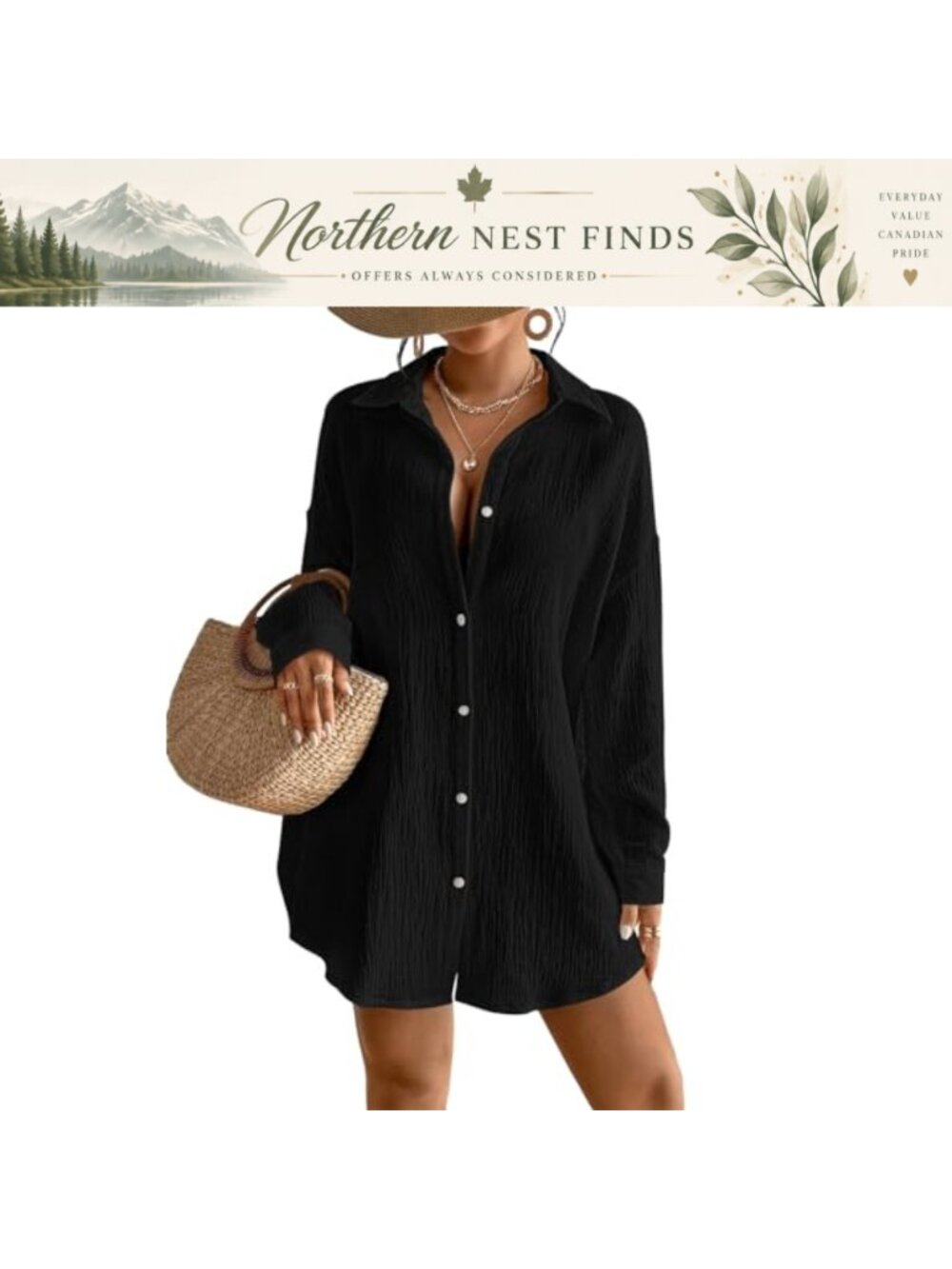 Women Linen Button Down Long Sleeve Blouse Beach Swimsuit Coverup